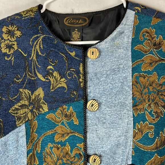 Vintage 1990s Alex Ku Blue Patchwork Cotton Jacket - Picture 3 of 9